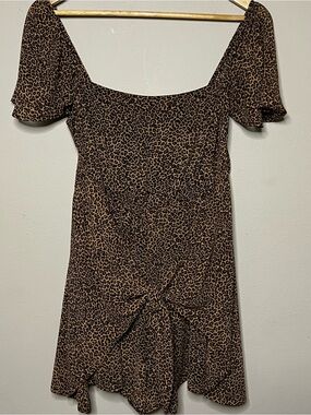 Show Me Your MuMu Leopard Kinsley Romper Women Medium Brown Tan Lined